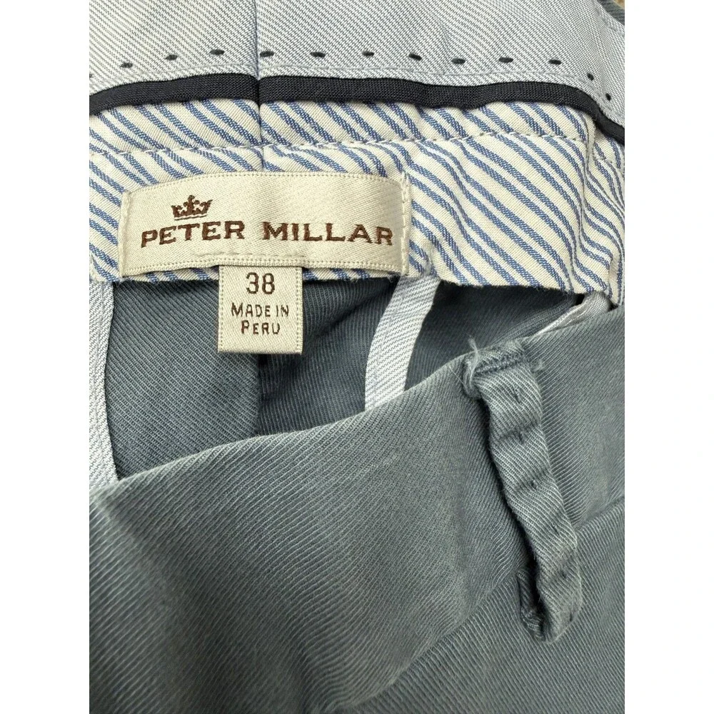 Peter Millar Mens Chino Pants 38x30 Dress Golf Work Blue Flat Front